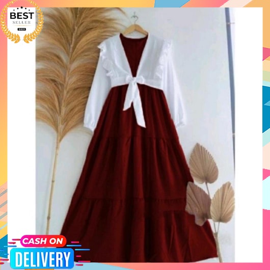 Setelan Wanita Terbaru 2023 Dewasa Jumbo Gamis Pengajian Elegan Longdres Mewah Stelan Tunik Tanggung