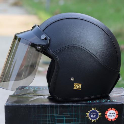 Helm Bogo Retro Kulit Dewasa Premium SNI Pria dan Wanita Original Cowo