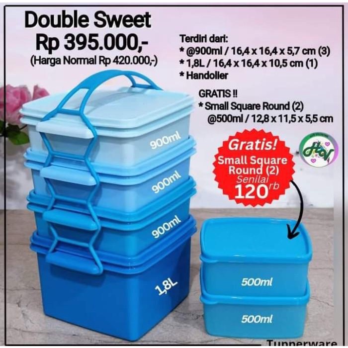 Best Seller Rantang Makanan Tupperware Set / Wadah Tempat Makanan Set 4 Susun