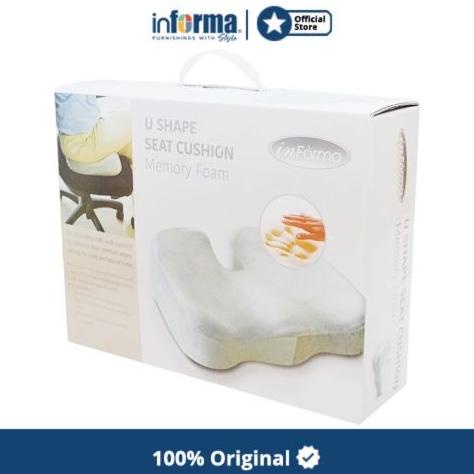 INFORMA- BANTAL DUDUK MEMORY FOAM U SHAPED SEAT CUSHION GREY 40X30X9CM