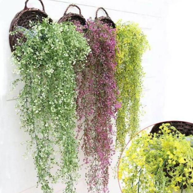 BUNGA GANTUNG DAUN PLASTIK OSEAR B8019 ANGGREK ARTIFICIAL TANAMAN GANTUNG PLASTIK BUNGA PLASTIK TANA