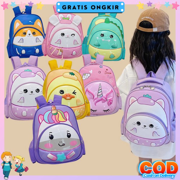 Rengsel Ank Cowo Cewe Lucu Ranse Bocah Karakter Kartun Backpack Fashion Anak Lakilaki Perempuan Tsa 