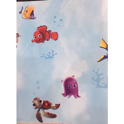 wallpaper dinding anak motif ikan nemo