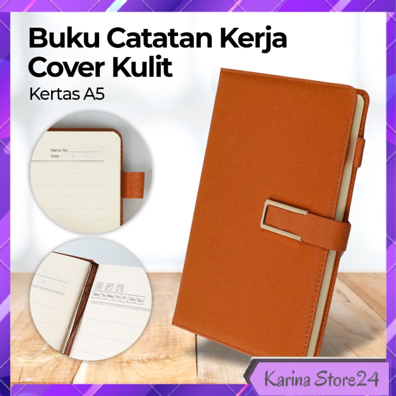 

BUKU CATATAN KERJA NOTEBOOK DIARY BOOK COVER KULIT KERTAS A5 - JSK25