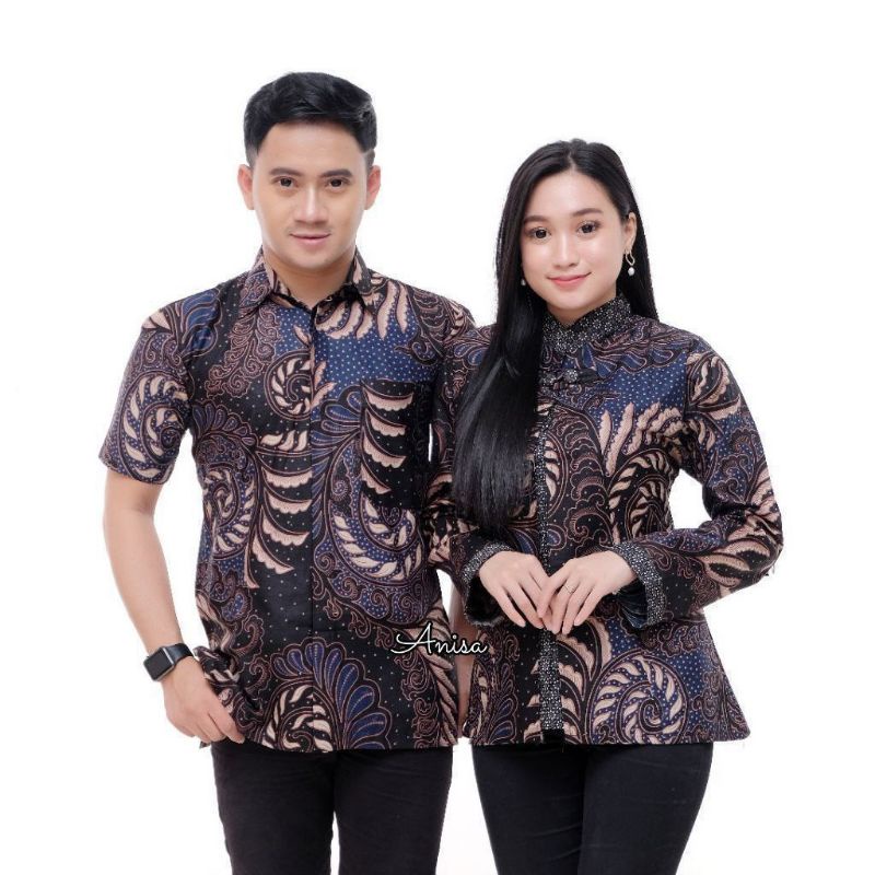 Batik Couple Modern Baju Batik Wanita Blus Hem Atasan Batik Kerja Wanita M L XL XXL Lengan Panjang