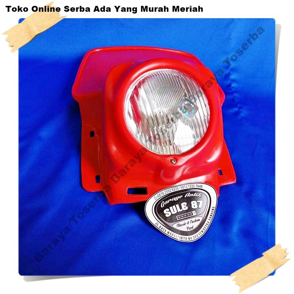 Lampu depan motor trail classic model elba merah Jadul Vintage