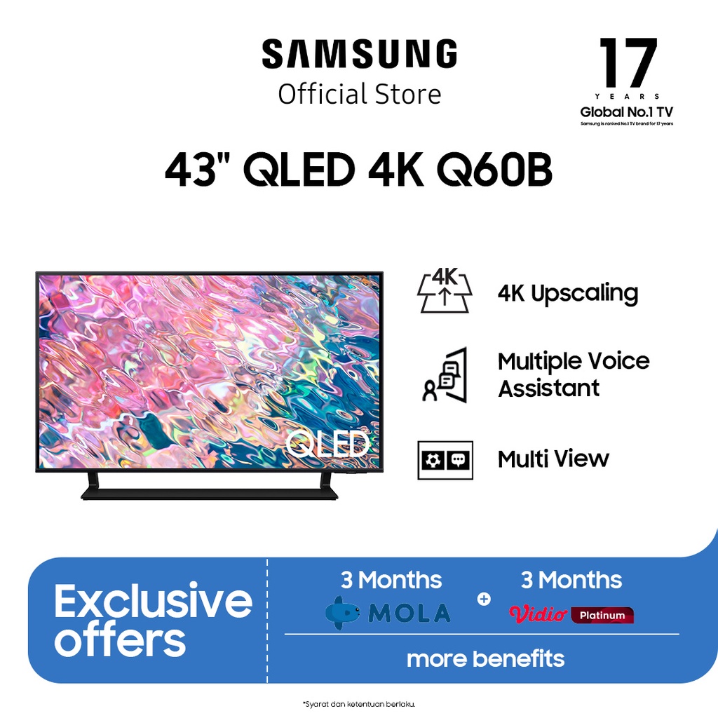 Samsung Smart TV 43 inch QLED 4K Q60B dengan Quantum HDR QA43Q60BAKXXD