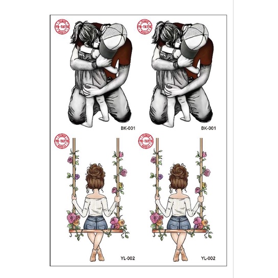 Tatto temporary Bapak &amp; anak wanita ayunan Model BK &amp; YL