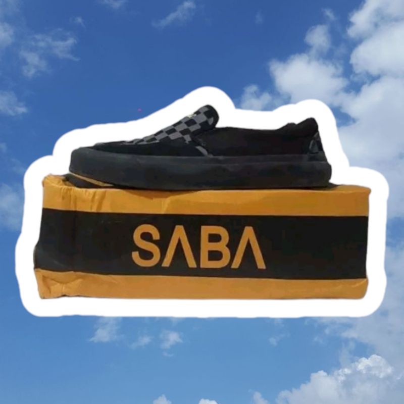 Sepatu SABA Footwear Checkerboard| Slip on shoes SABA Hitam Checkerboard|