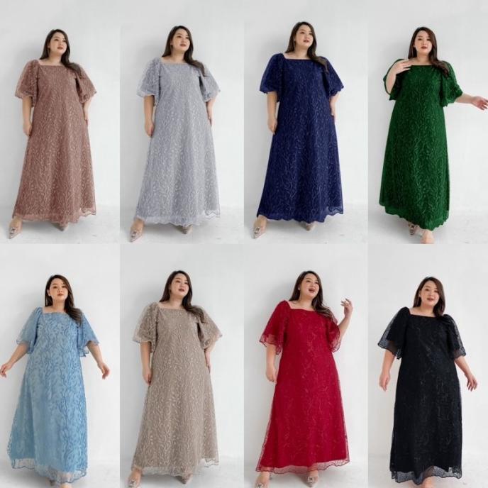 JUMBO LONG DRESS PESTA JOCELYN BROKAT MUTIARA PREMIUM FIT LD 110-130