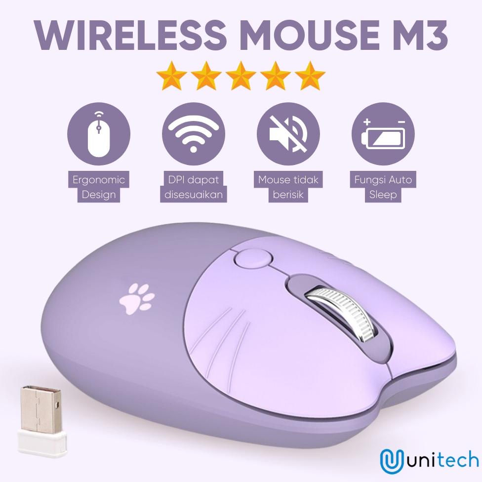 New Mouse Wireless Unitech Cat Paw 2.4G 1600Dpi M3