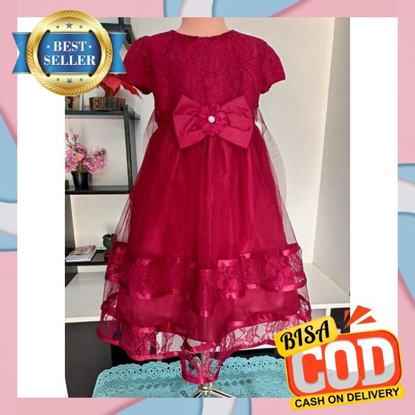 Baju Bju Bj Gaun Dress Dres Princess Pesta Ulang Tahun Ultah Natal Gereja Casual Anak Perempuan Cewe