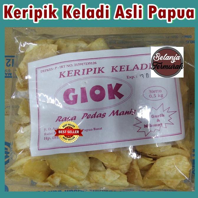 

Kripik Keladi Papua rasa pedas manis kemasan 500gram cemilan murah oleh oleh raja ampat merek Giok Best Seller