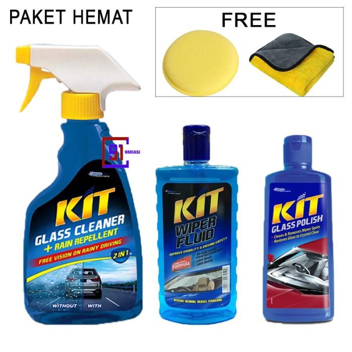 Best Seller Paket Perawatan Kaca Mobil / Kit Glass Cleaner + Kit Glass Polish +