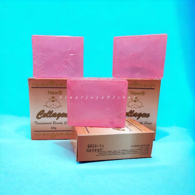 12 Pcs - Sabun Collagen New Plus Tranparant Soap Bpom 60gr