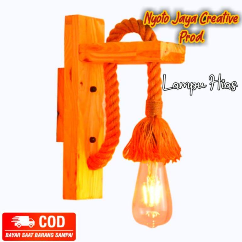 Lampu Dinding Hias Kayu jati Belanda/lampu tali