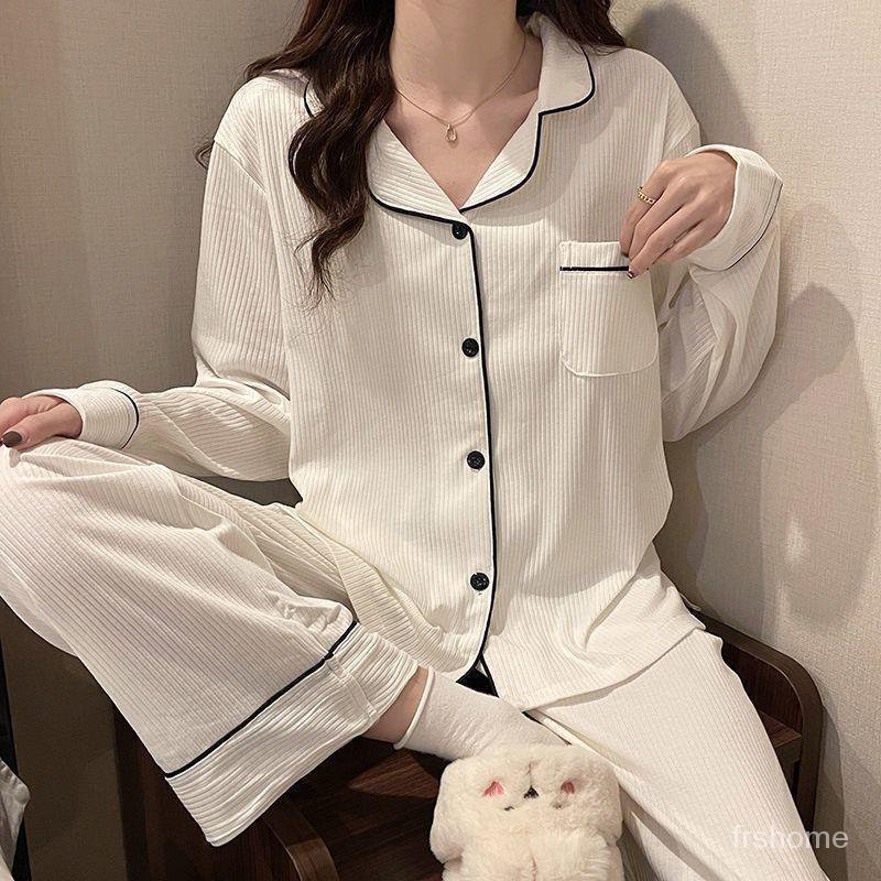Bunga Ungu di dalam Celana Panjang Lengan Panjang Set Piyama Rasa Premium Wanita Musim Semi Musim Gu