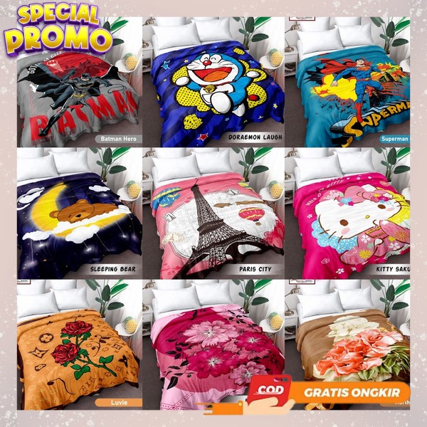 Swlimut Karakter Lucu Premium Selimuut Hangat Terbaru 2023 Blanket Import Dewasa Selimut Tebal Selim