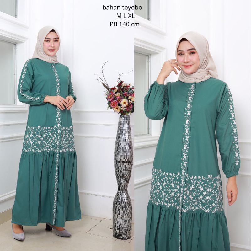 Gamis katun toyobo bordir/gamis ibu pengajian/Gamis katun/gamis toyobo/Gamis bordir/gamis/by ridd