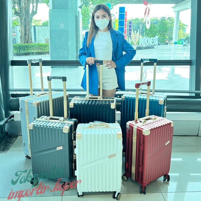 Koper 20inch,22inch,24inch size bagasi& koper cabin TSA Lock list gold