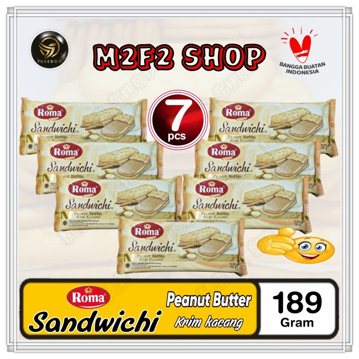 

Roma Biskuit Sandwich Peanut Butter Krim Kacang - 189 gr (Harga Pack)