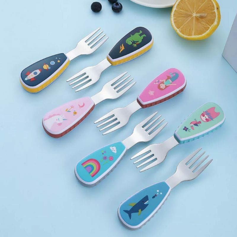 Sendok Garpu Anak Bayi Sendok Makan Baby Stainless Spoon Fork Motif Animal Cutlery Set Anak Kotak Sendok Case