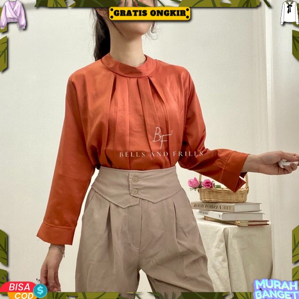 Kemeja Shimmer Blouse Wanita Keren Top Shimer Perempuqn Lengan Balon Termurah Boluse Shiner Bangkok 