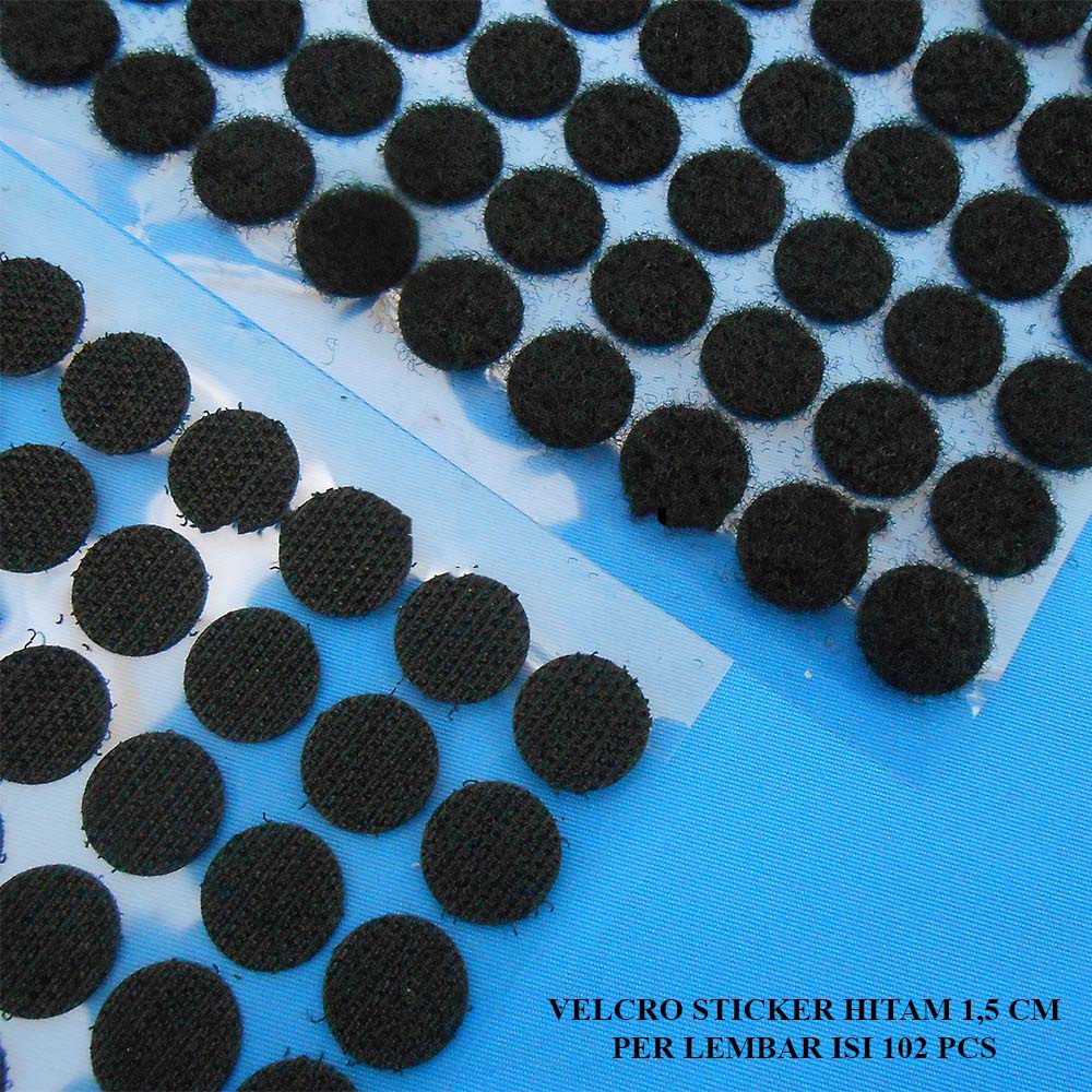 

Velcro Sticker Kretekan Prepetan Stiker Bulat Hitam 1,5 cm Harga Per Lembar (Sisi Kasar + Sisi Halus) isi 102 Pcs