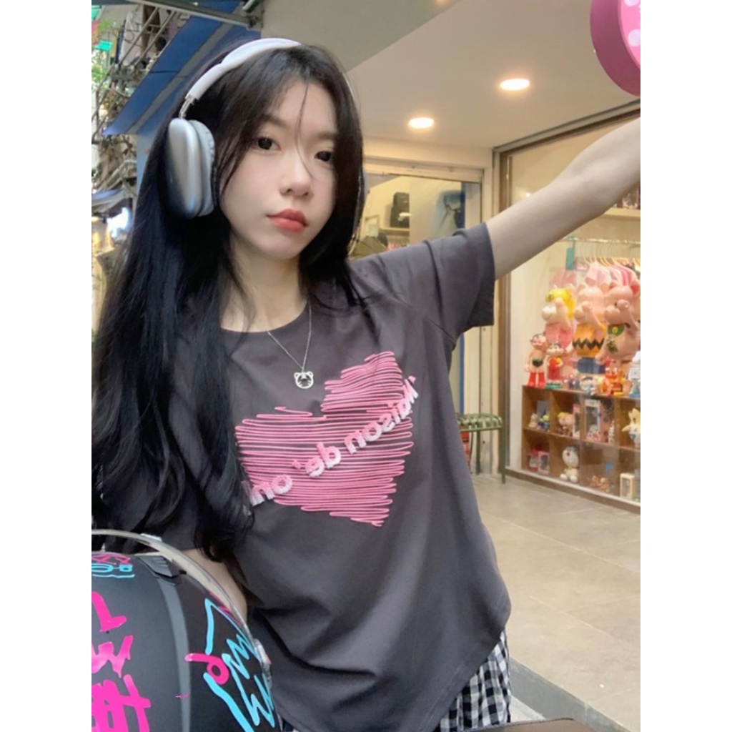 ✧✉Suhao kaos import wanita kaos wanita gaya korea lengan pendek kaos pendek perempuan gaya amerika putih bahu depan t-shirt lengan pendek wanita desain musim panas ceruk tidak teratur hot gadis ramping setengah lengan atas musim panas