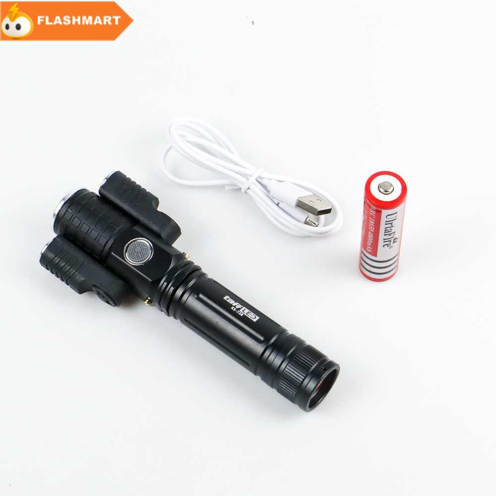 FLASHMART Senter LED Rotating Zoom Cree T6 + 2 x XPE 1500 Lm - KS-738