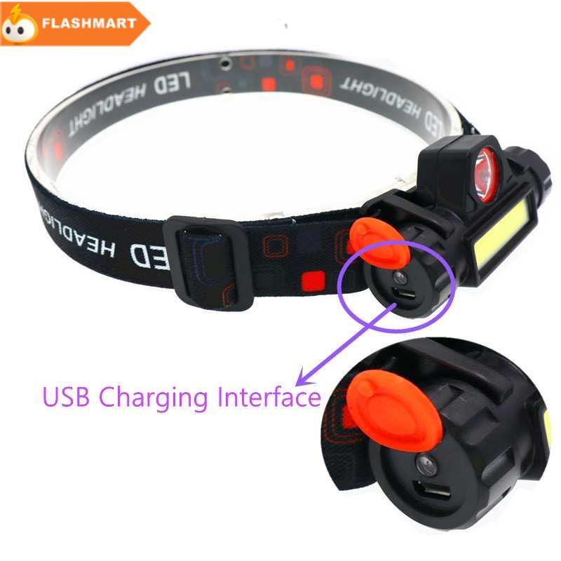 FLASHMART Senter Kepala LED Headlight USB Rechargeable Q5 + COB - LE022