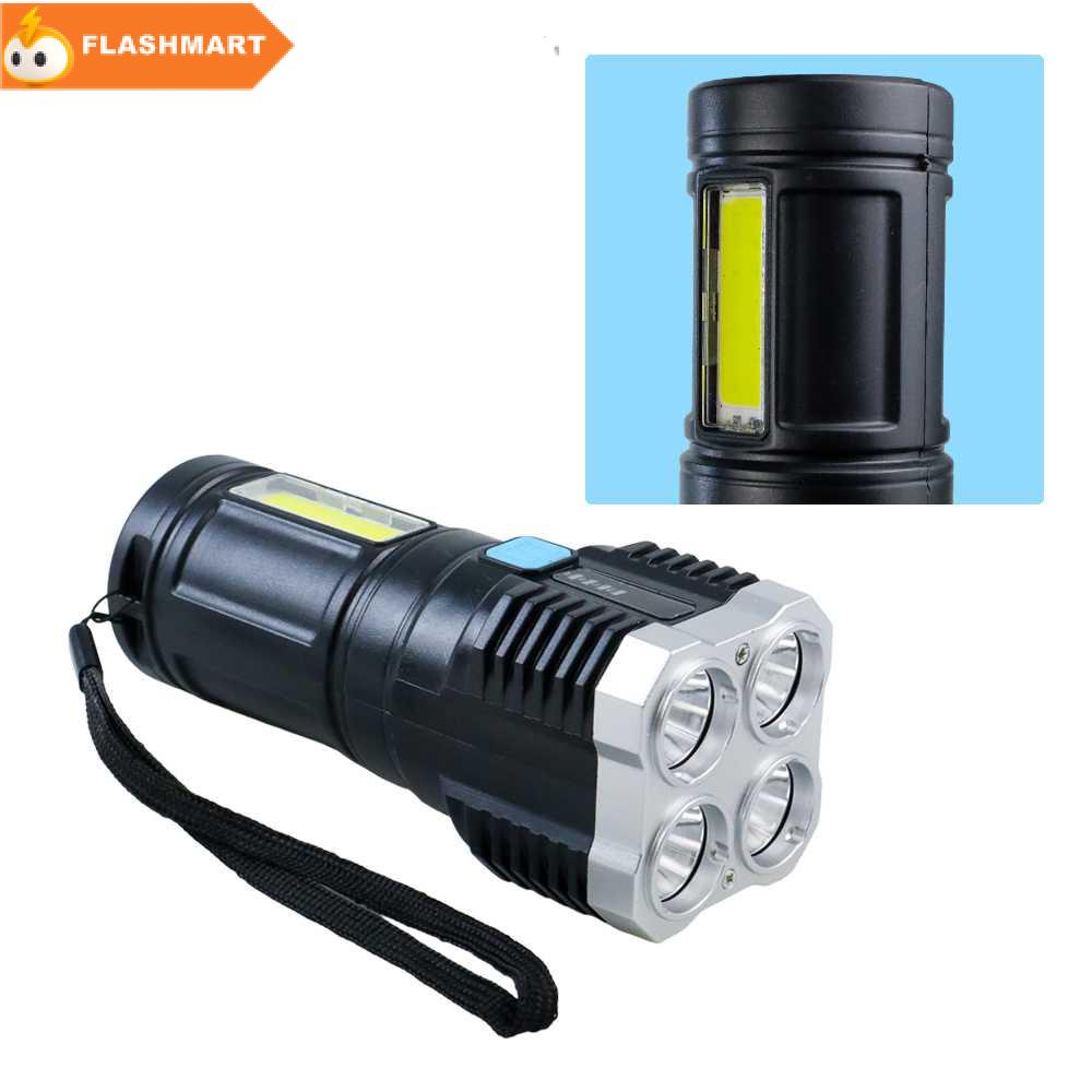 FLASHMART Senter LED Flashlight USB Rechargeable 4 XPE + COB - L-S03