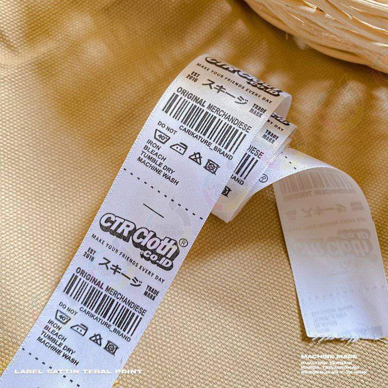 

Label Satin, label slip, label cap, label baju