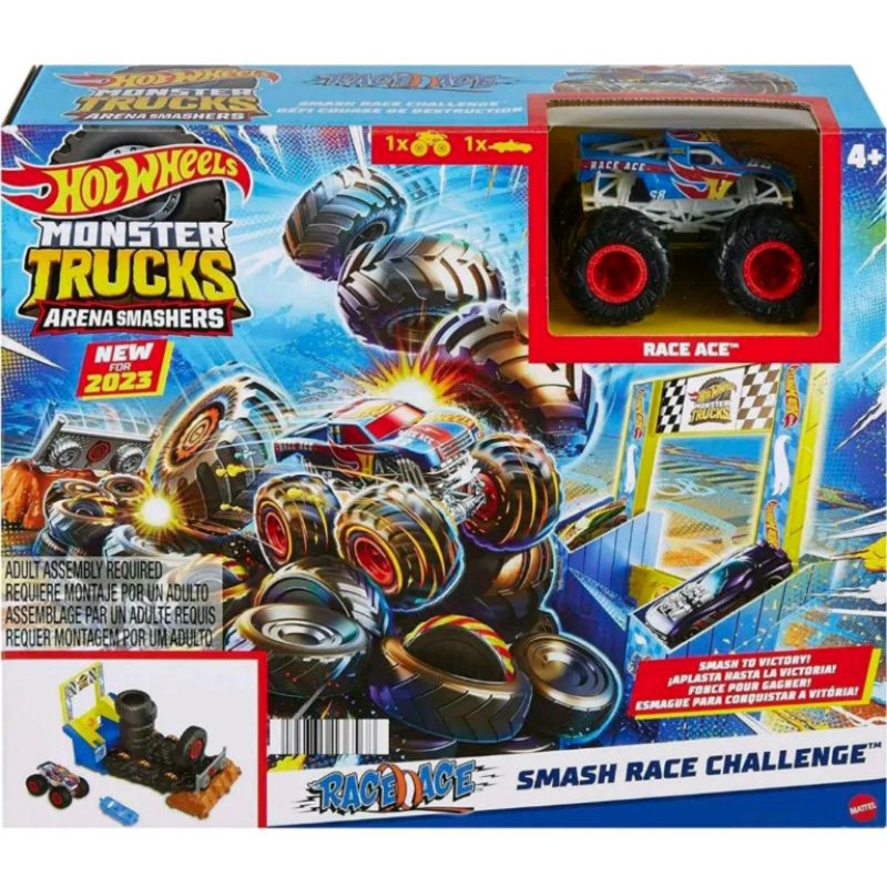 HOTWHEELS MONSTER TRUCK ARENA SMASHER RACE ACE SMASH RACE CHALLENGE. ORIGINAL MATTEL