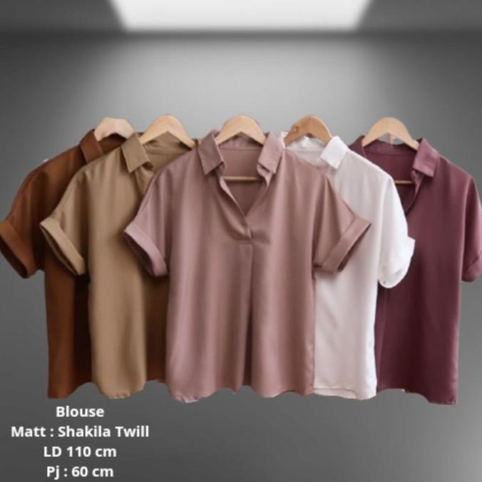 ATASAN WANITA BLOUSE LENGAN PENDEK CASUAL POLOS HITAM PUTIH