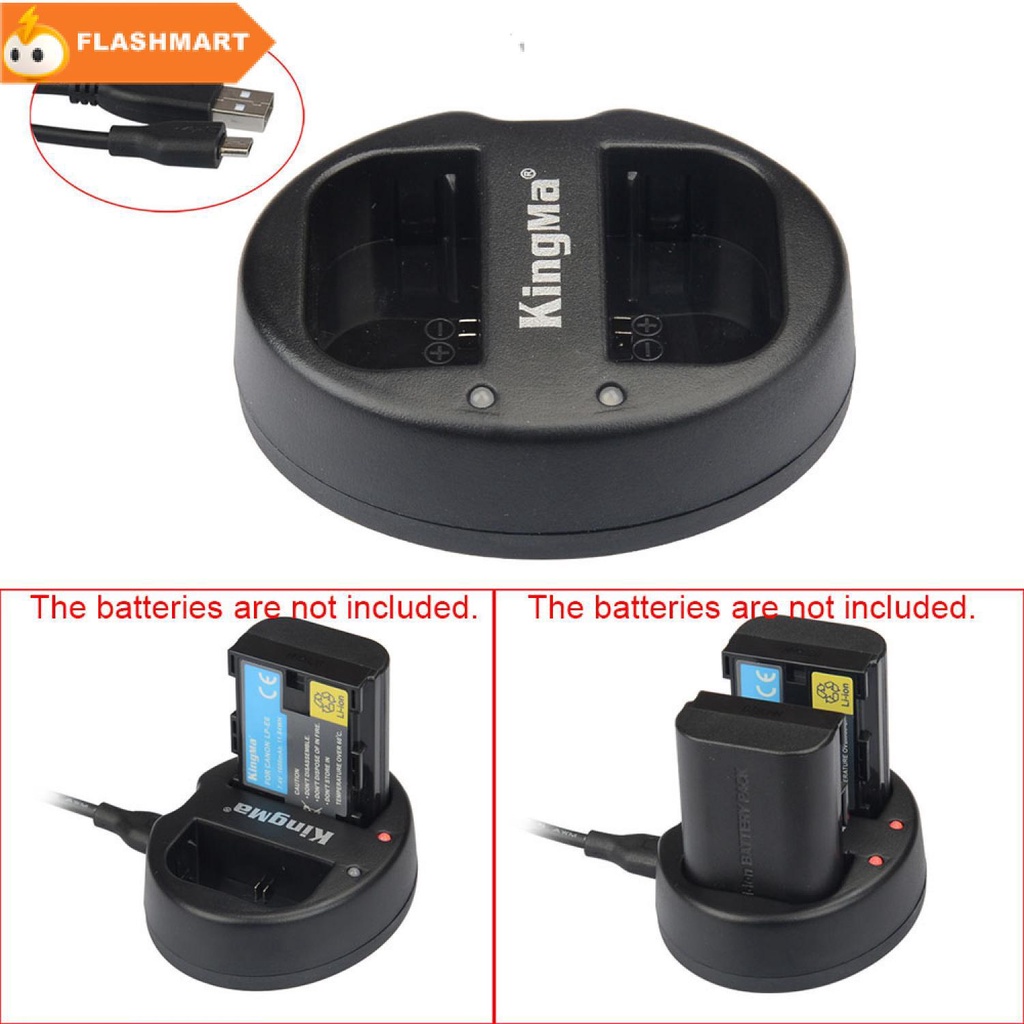 FLASHMART KingMa Charger Baterai 2 Slot Canon 5D2 5D3 70D 60D 6D 7D 7D2 - LP-E6