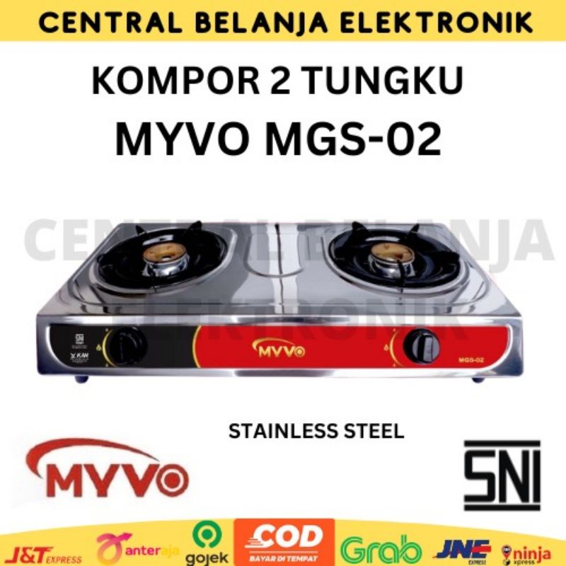 Kompor gas 2 tungku Myvo MGS-02 / kompor gas stainless steel Myvo MGS-02