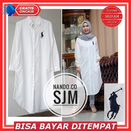 Tunik Wanita Premium Busui Import One Set Putih Rempel J2H3 Kekinian Terbaru Remaja Jumbo Polos Long