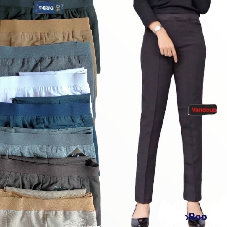 Keren guys CMP Celana Kerja Wanita Kain Katun Import Celana Kantor Wanita Kain 937`