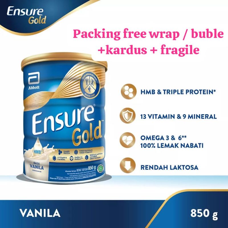 

ENSURE GOLD vanilla & coklat 850gr - susu nutrisi dewasa rendah laktosa