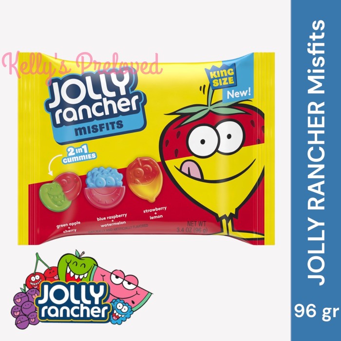 

JOLLY RANCHER GUMMIES MISFITS 3.4 OZ 2in1 FLAVORS CANDY 96 GRAM