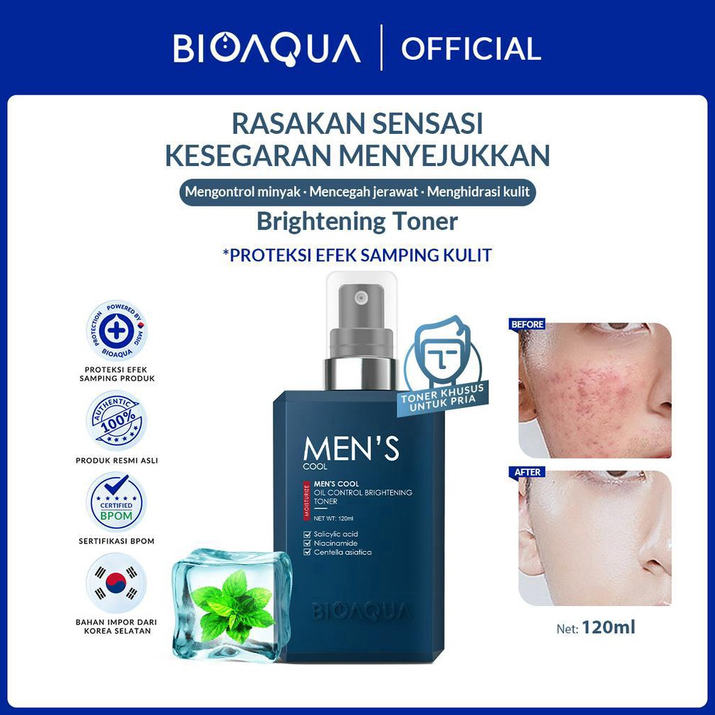 2N5BA-H BIOAQUA Skincare Pria Pemutih Wajah Men's Skincare Oil Control & Memudarkan Bekas Jerawat Pe