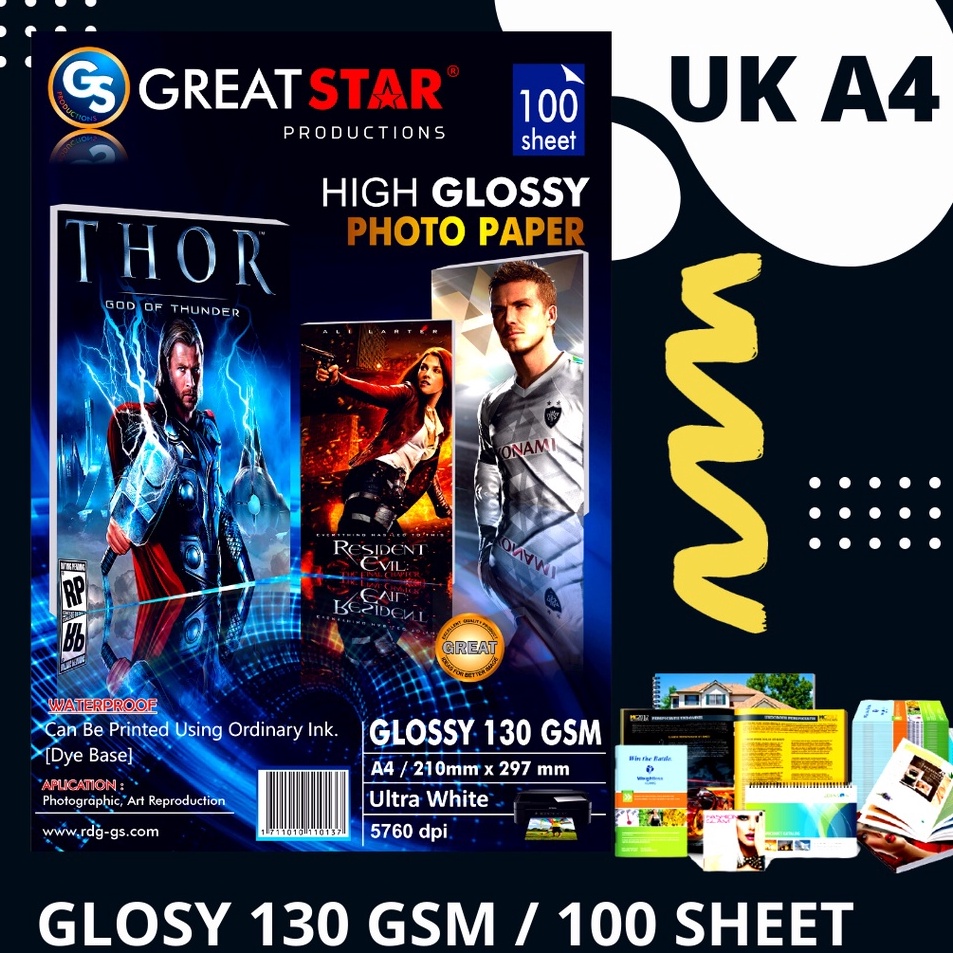 

Deals GLOSY PHOTO PAPER KERTAS PHOTO 130GSM A4/100 lembar ANTI AIR Limited Edition