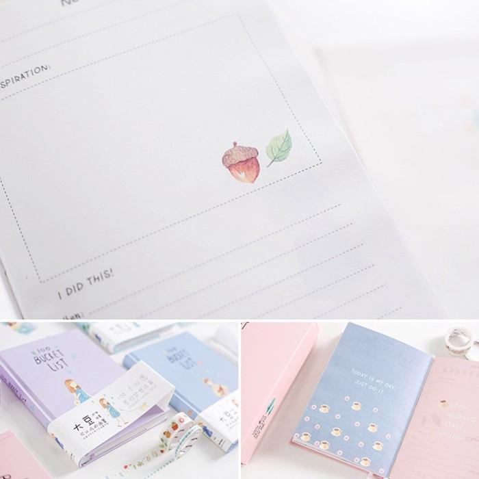 

A5 Kawaii 100 Bucket List Diary Notebook Hand Books Planner Stationery