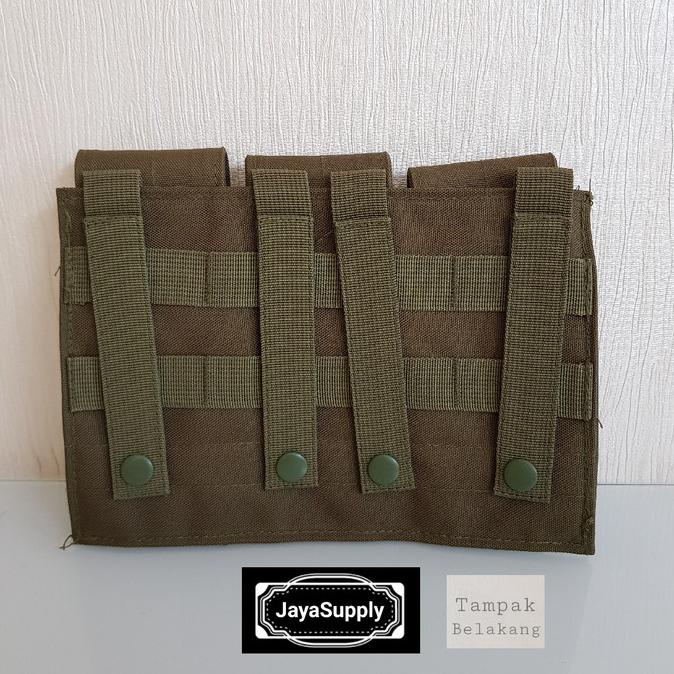 Pouch Magazine Mag Bag 3 Slot M4 M16 Ak Tactical Holster Molle - Hijau