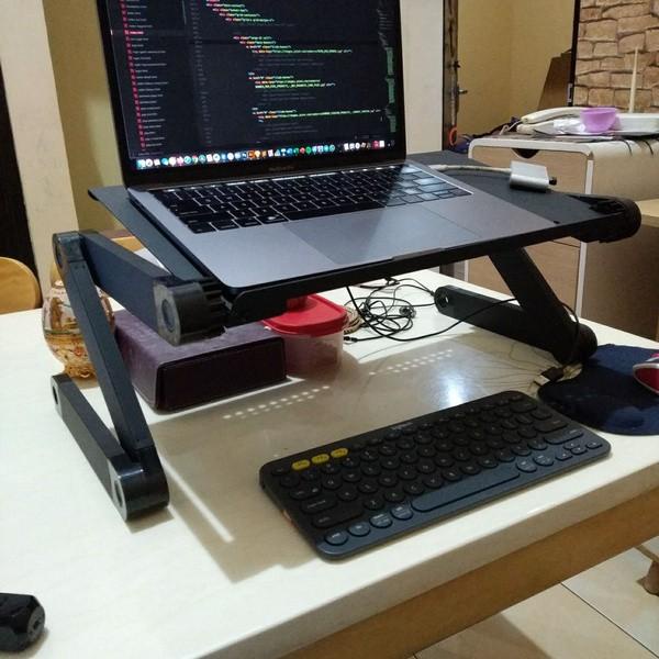 Meja laptop portable/meja laptop lipat/meja laptop fleksibel+kipas