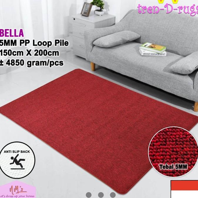 Karpet permadani alas lantai ruang tamu kamar antislip polos minimalis