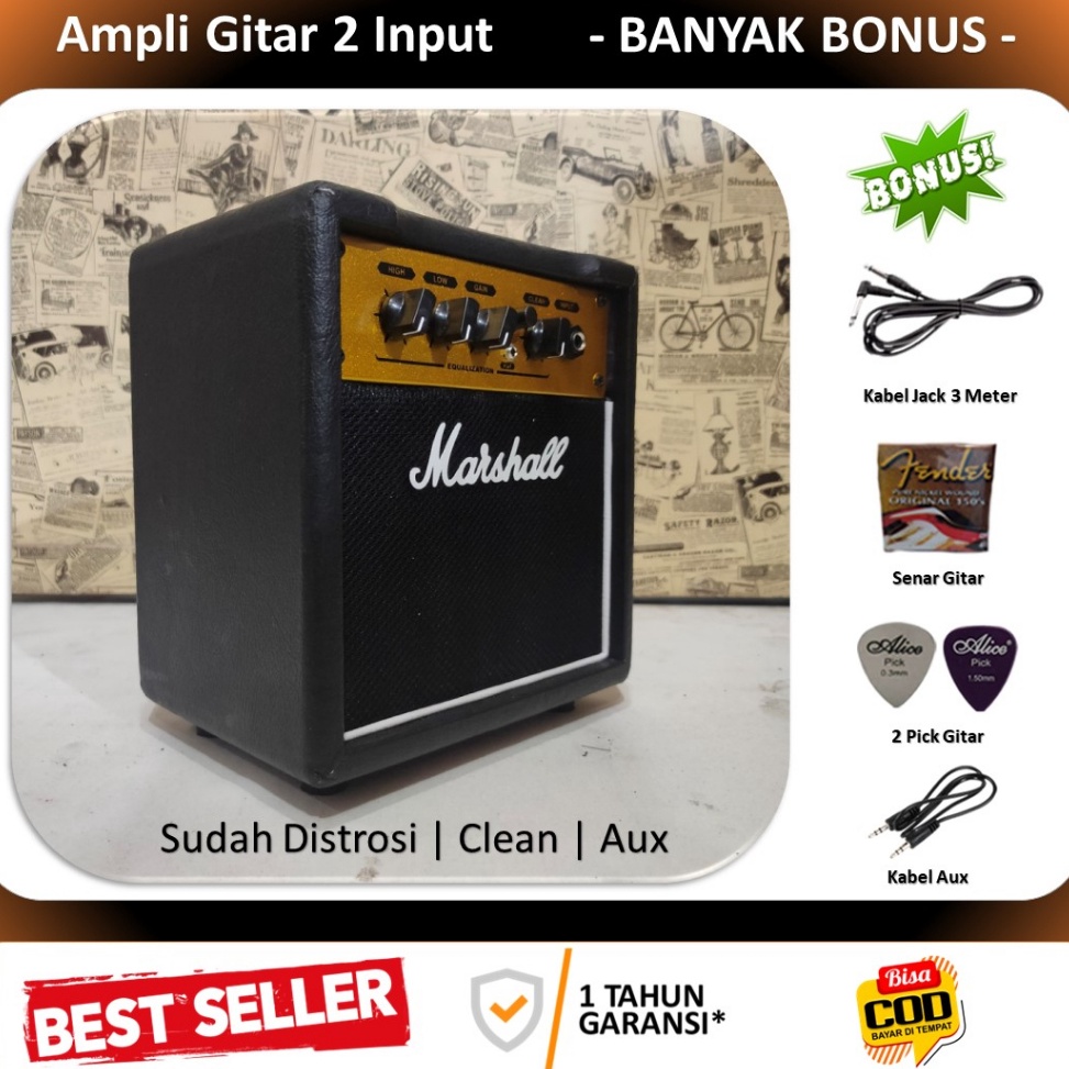 Murah.. ampli gitar dan bass 2 Input 5 inch marshall termurah bergaransi LED