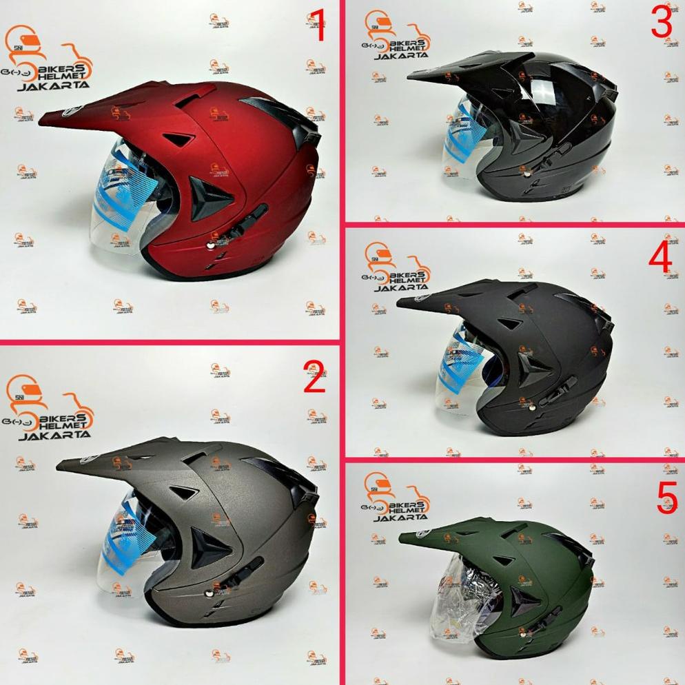 Supermoto Helm Solid Double Visor Half Face Semi Cross