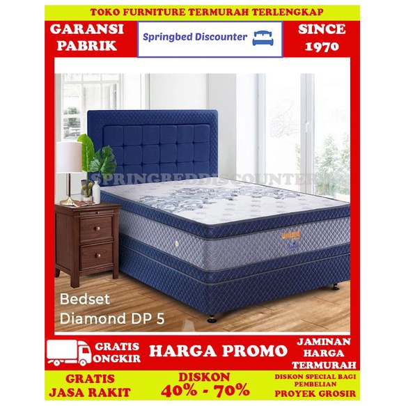 Springbed Spring Bed UNILAND PARADISE DOUBLEPTOPDIAMONDDP5 100x200 Set